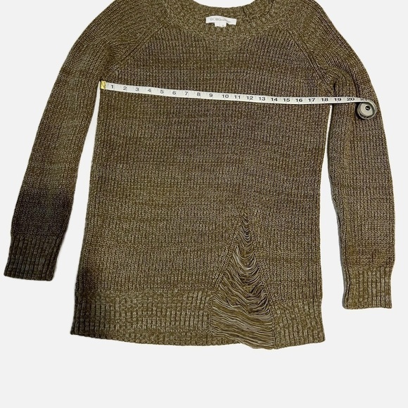 BCBGeneration Shredded Edgy Distressed Sweater Tan Brown Marled Womens size M - Picture 3 of 7
